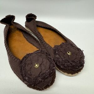 LUCKY BRAND Safia Brown Canvas Slip On Ballet Flats Loafers Espadrilles Shoes 6M